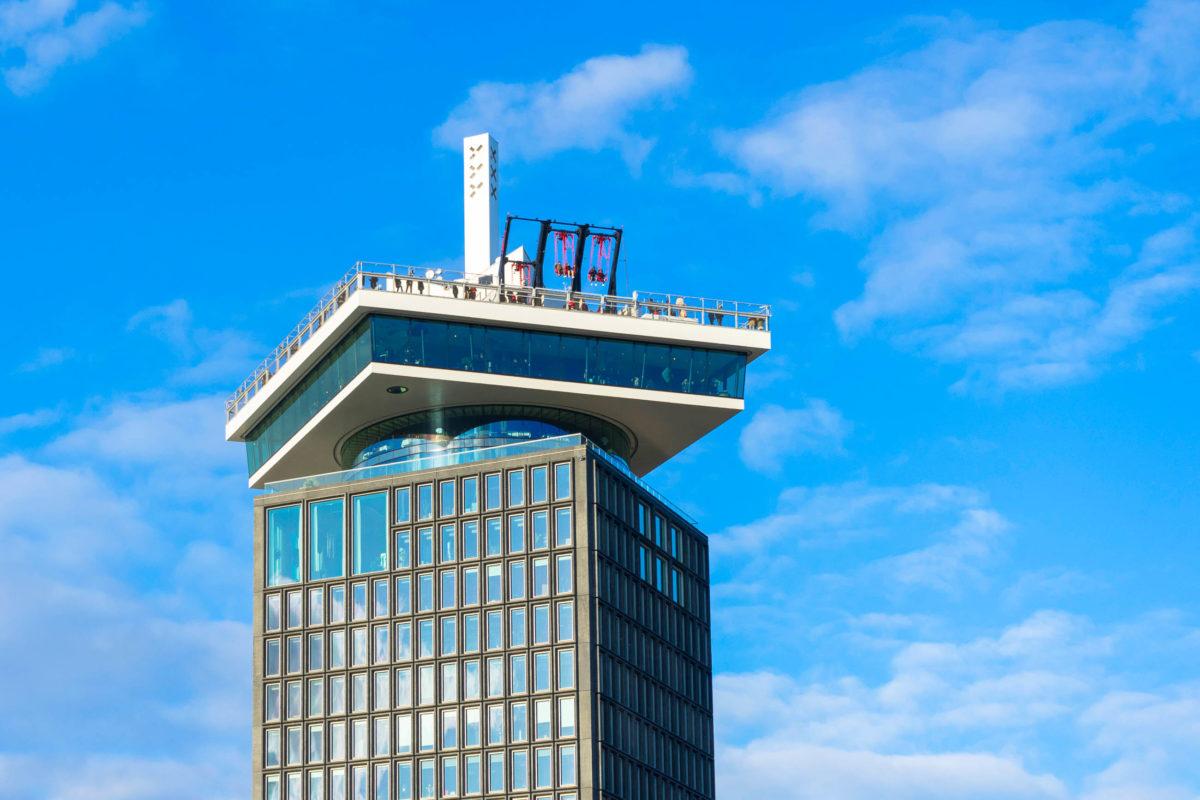 From the A'DAM Lookout with 360° panoramic view north of the center of Amsterdam presents the city from a height of 100 meters, Netherlands - © ben bryant / Shutterstock